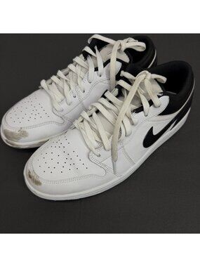 Nike Air Jordan 1 Low White/Black Leather Sneakers 553558-132 Men’s 10.5 Used